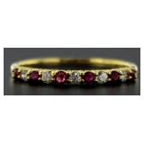 18kt Gold Natural Ruby & Diamond Anniversary Ring
