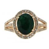 14kt Rose Gold 2.40 ct Emerald & Diamond Ring