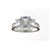 Emerald Cut 2.50 ct White Topaz Designer Ring