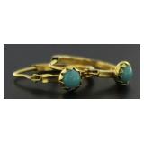 18kt Gold Natural Turquoise Hoop Earrings