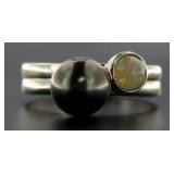 Tahitian 8 mm Pearl & Opal Ring