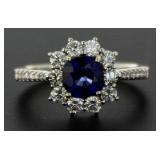 14kt Gold Cushion 2.35 ct Sapphire & Diamond Ring
