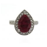 Genuine Pear Cut 3.38 ct Ruby Dinner Ring