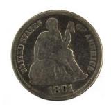 1891 Seated Liberty Silver Dime