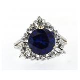 14kt Gold 5.64 ct Round Sapphire & Diamond Ring