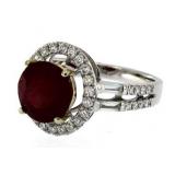 14kt Gold Round 7.76 ct Ruby & Diamond Ring