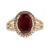 14kt Rose Gold 3.70 ct Ruby & Diamond Ring