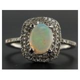 14kt Gold 1.39 ct Fire Opal & Diamond Ring