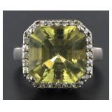 Asscher Cut 8.50 ct Yellow Topaz Designer Ring