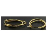 14kt Gold Elongated Hoop Earrings
