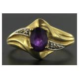 10kt Gold Amethyst & Diamond Ring