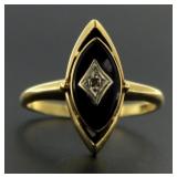 10kt Gold Onyx & Diamond Estate Ring