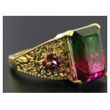 Emerald Cut 5.50 ct Watermelon Tourmaline Ring
