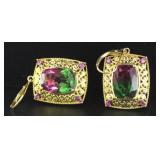 Radiant Cut 8.50 ct Watermelon Tourmaline Earrings