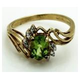 Genuine Peridot & Diamond Dinner Ring