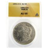 1891-O Morgan Silver Dollar AU55 VAM-22