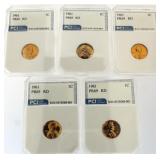 (5) 1961 RD Lincoln Pennys PR69