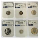 (6) Various Proof Graded Coins, PCI Authenticated