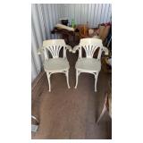 2 white painted vintage arm chairs need TLC (sc9)