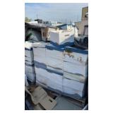 Approximately 4 pallets of banker boxes, water