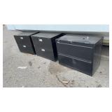 3 black file cabinets
