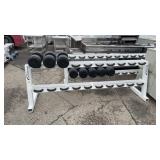 Dumbbell storage racks with weights