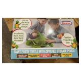 New giant plush turtle was zippered storage pouch