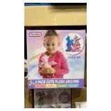New 4 pack cute, plush, unicorn