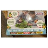 New giant plush turtle was zippered storage pouch