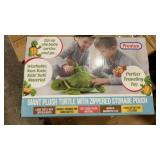New giant plush turtle was zippered storage pouch