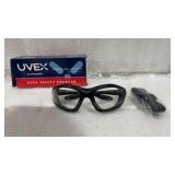 Uvex safety eyewear black frame clear lens