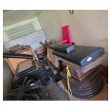 Six pallets of table tops bases and Booth seating