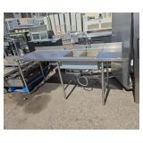 87x30 stainless steel table with steam table