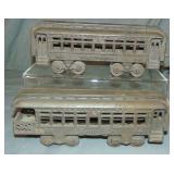 2 Hubley Cast Iron Floor Train Coaches