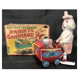 Boxed Battery Op Rabbits and Carriage