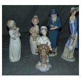 Lladro Nao Figurines. Lot of  5.