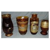 Bohemian Glass. Lot of 4 Vases