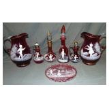 Bohemian Glass. Mary Gregory. Lot of 7. Bohemian Glass. Mary Gregory. Lot of 7.