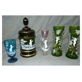 Bohemian Glass. Mary Gregory. Lot of  5.