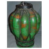 Glass & Iron Frame Light, Attributed to Schneider Glass & Iron Frame Light, Attributed to Schneider