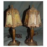 Pair of Miller Slag Glass Lamps