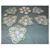 (7) Hand Painted Oyster Plates (7) Hand Painted Oyster Plates