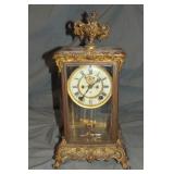 Ansonia Bronze & Crystal Regulator Clock