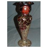 Loetz. Pinch Red Art Glass Vase Loetz. Pinch Red Art Glass Vase