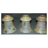 (3) Quezal Art Glass Shades (3) Quezal Art Glass Shades