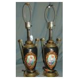(2) Old Paris Bronze Mounted Lamps (2) Old Paris Bronze Mounted Lamps
