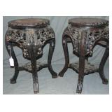 Pair of Chinese Style Carved Side Tables Pair of Chinese Style Carved Side Tables