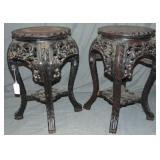 Pair of Chinese Style Carved Side Tables