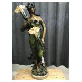 Woman in Wind, Bronze Sculpture Lamp, After Moreau