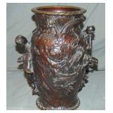 Signed Oriental Bronze Vase Signed Oriental Bronze Vase